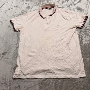 Celio‎ Men's XL Supima Cotton Polo Shirt Short Sleeve White Striped Collar